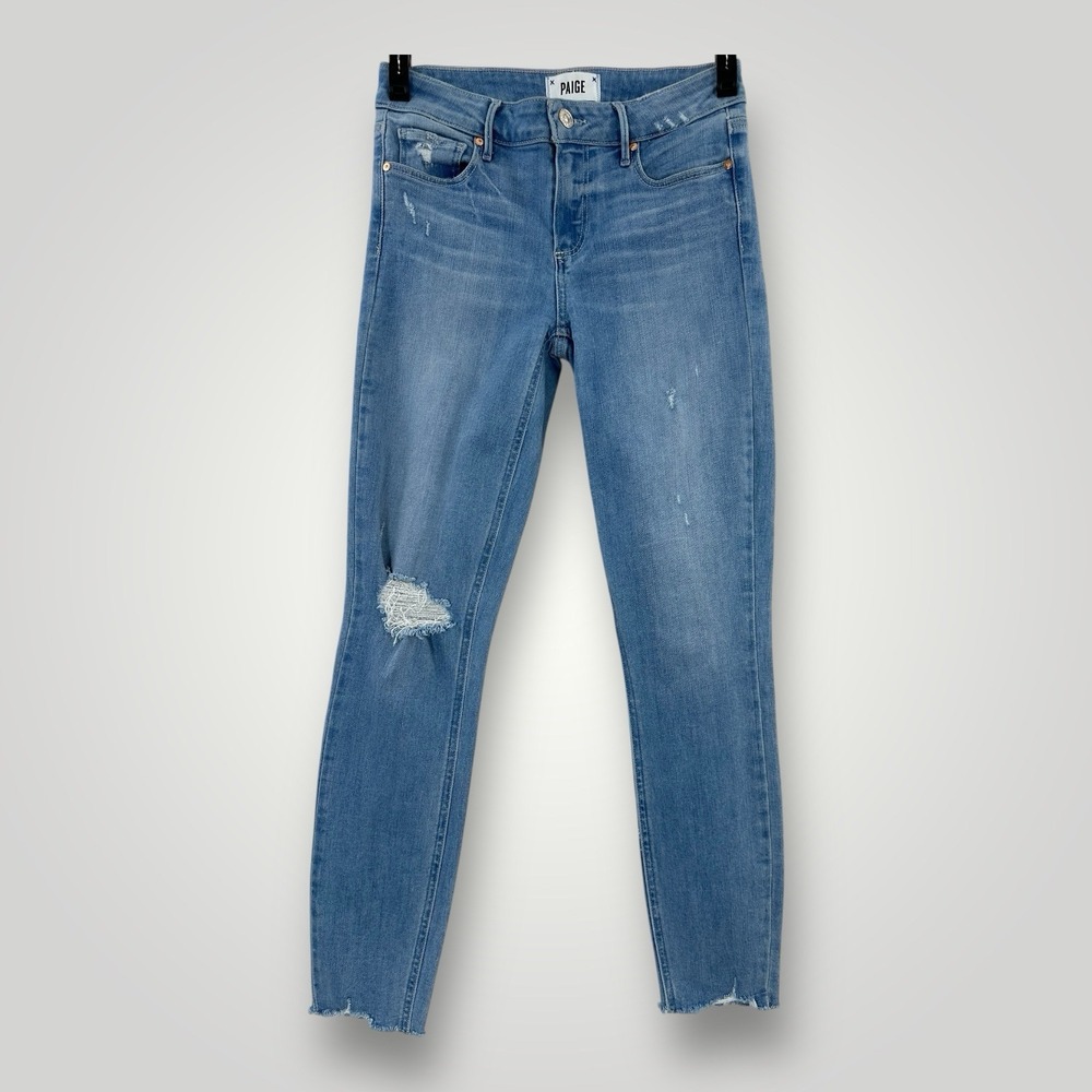 Paige Verdugo Ankle‎ Jeans Womens Sz 25 Satellite Destructed Hem Mid Rise Skinny